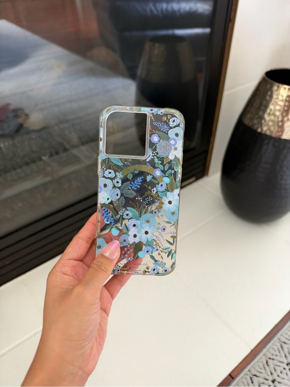 Floral Blue Clear iPhone Case